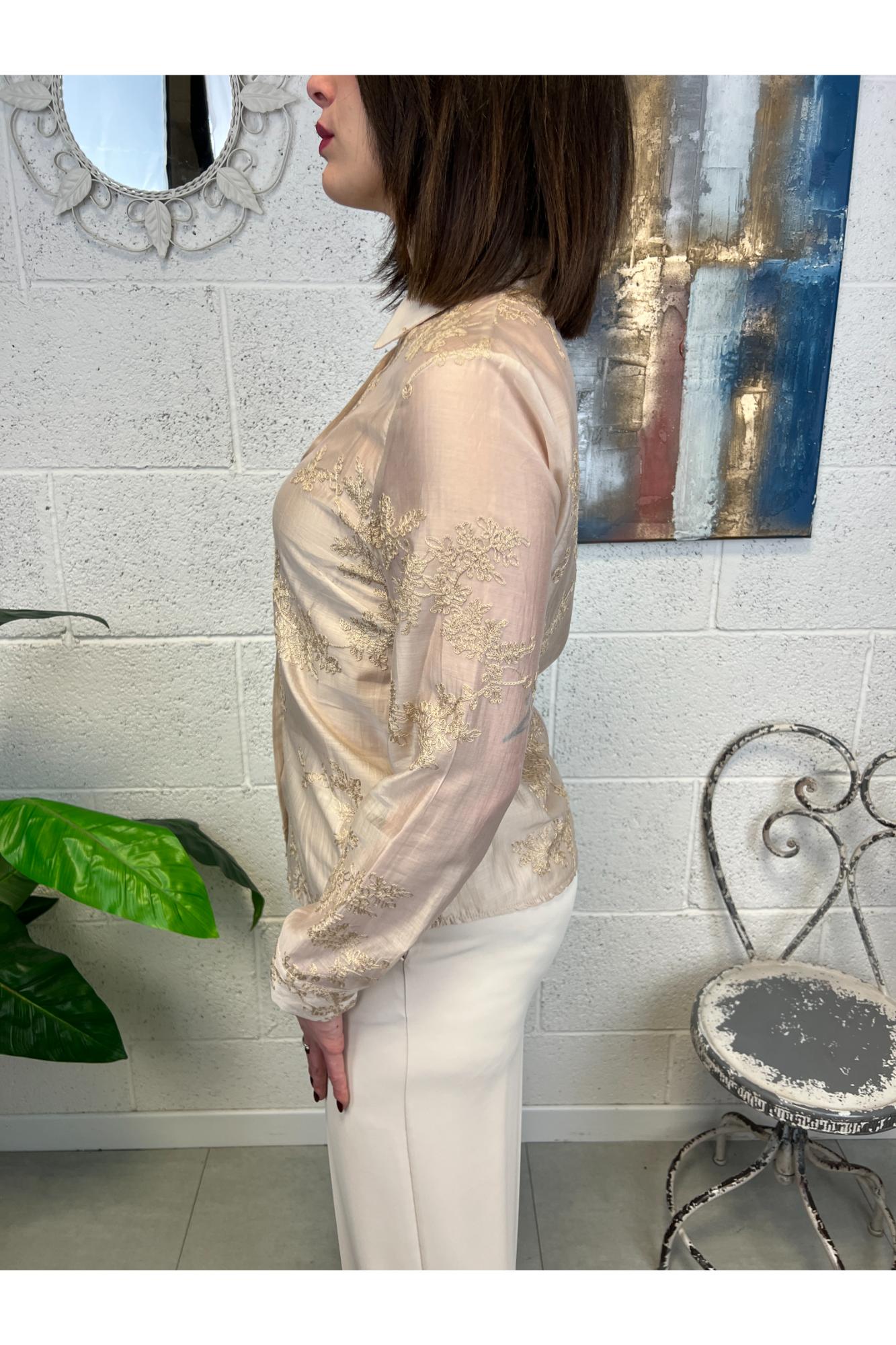 LE STREGHE Camicia con ricami Les treghe Beige