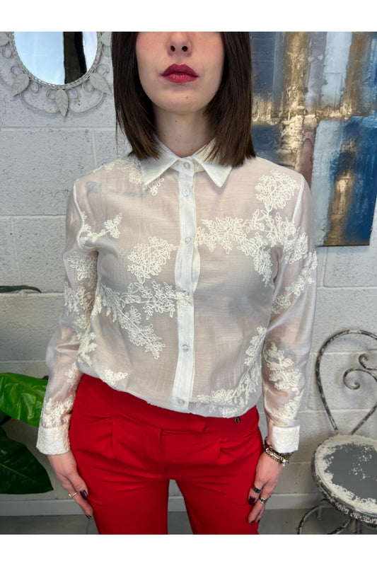 LE STREGHE Camicia con ricami Les treghe Latte