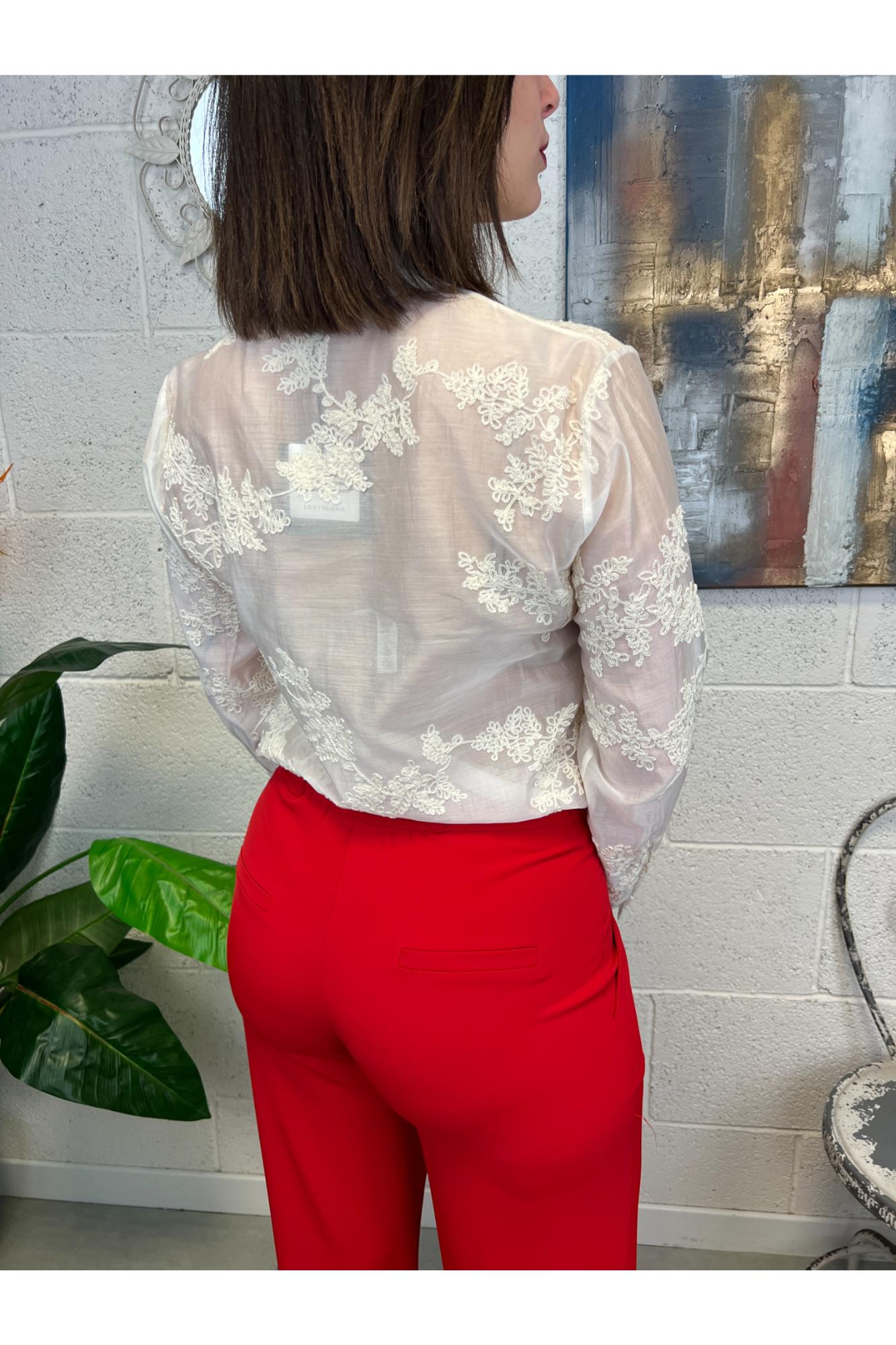 LE STREGHE Camicia con ricami Les treghe Latte