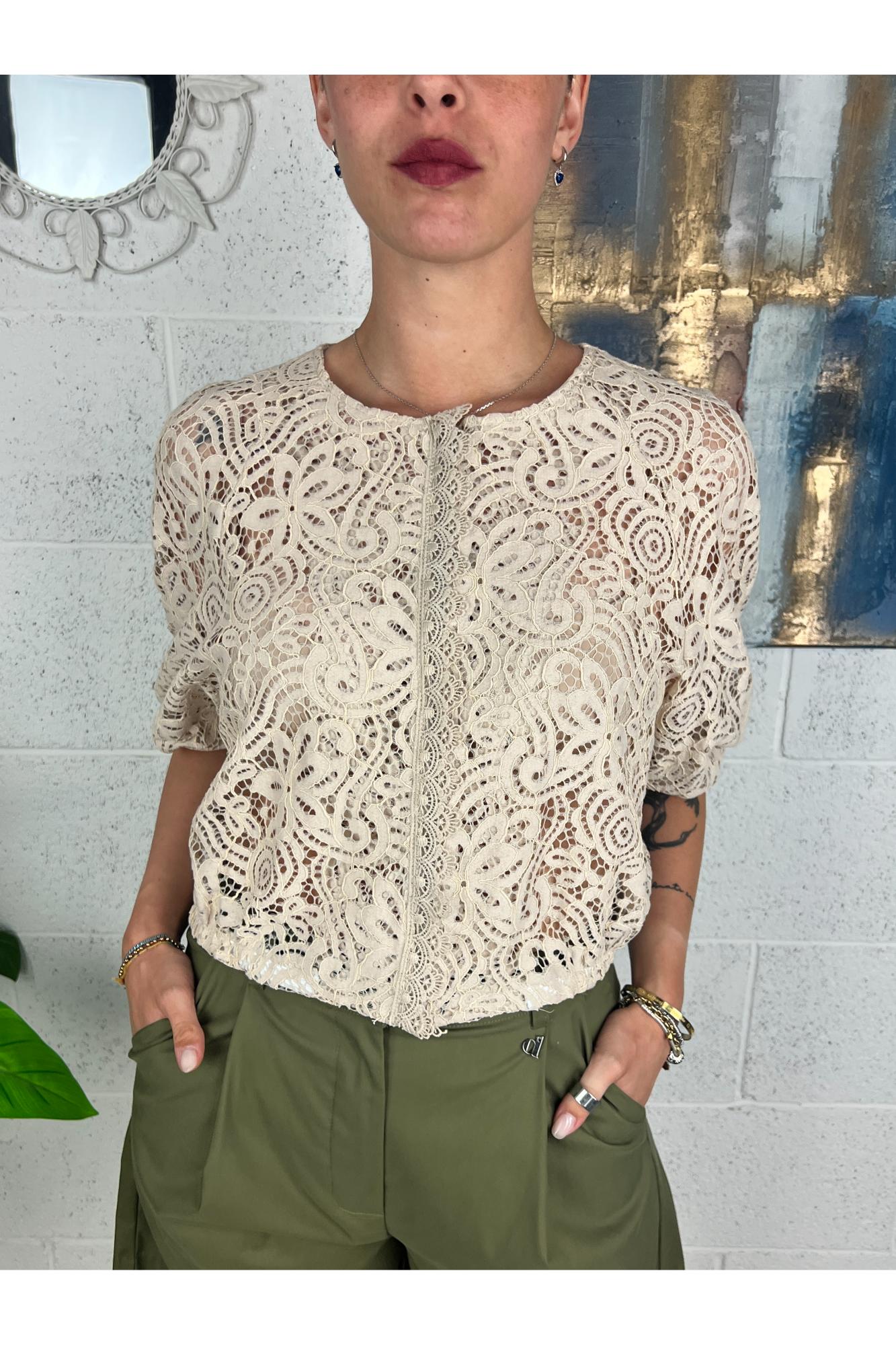 LE STREGHE Giacca pizzo con zip Le streghe Beige