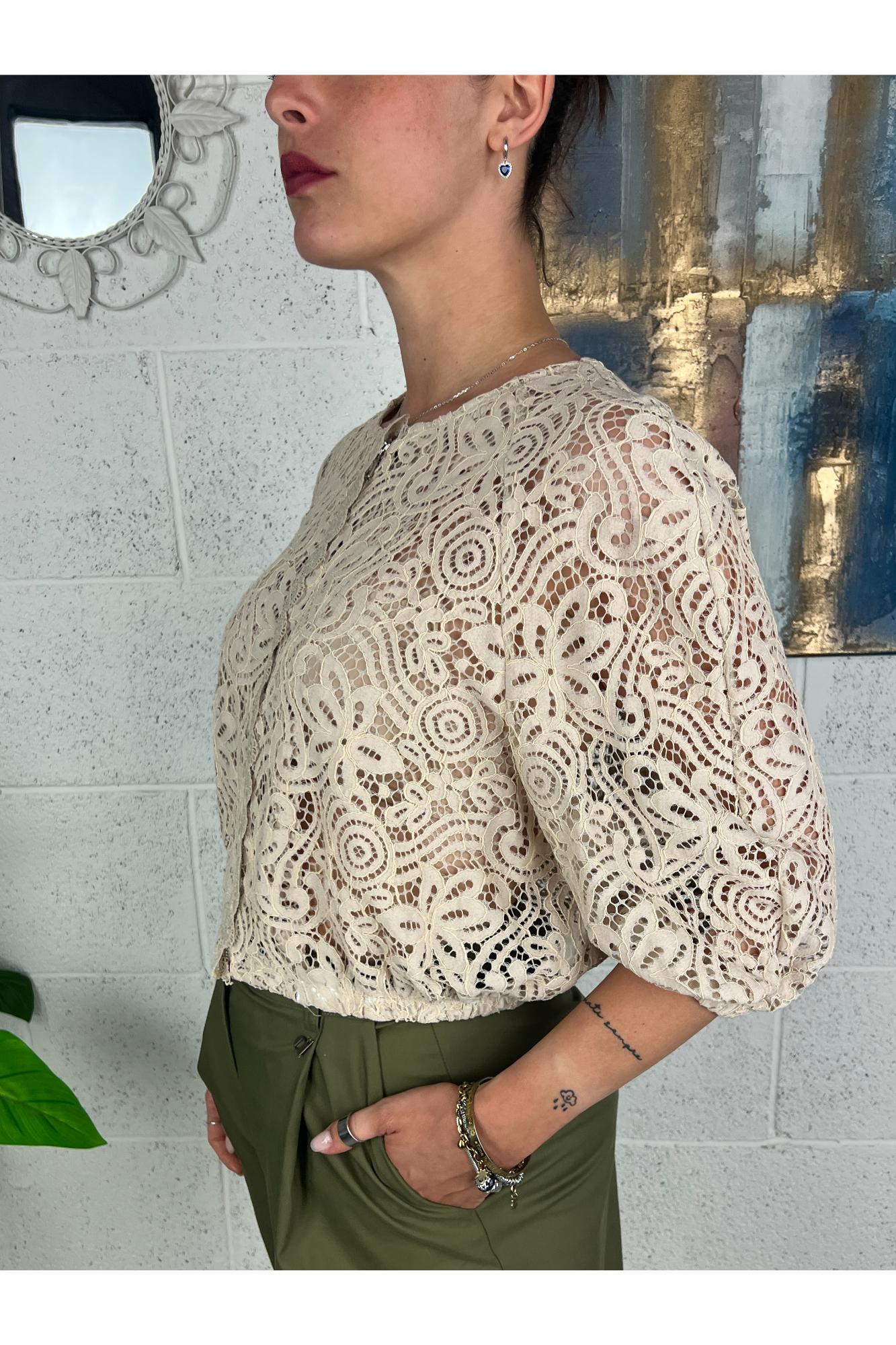 LE STREGHE Giacca pizzo con zip Le streghe Beige