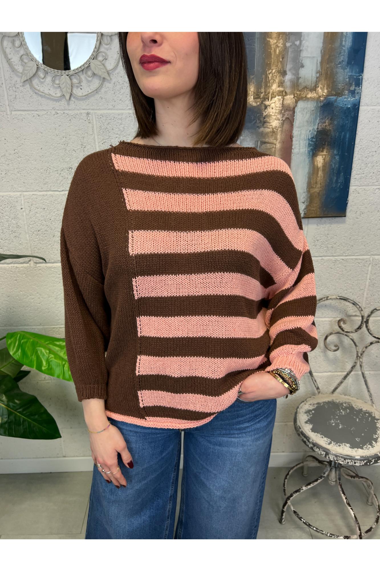 METOO Maglia filo rigata over Metoo Aragosta