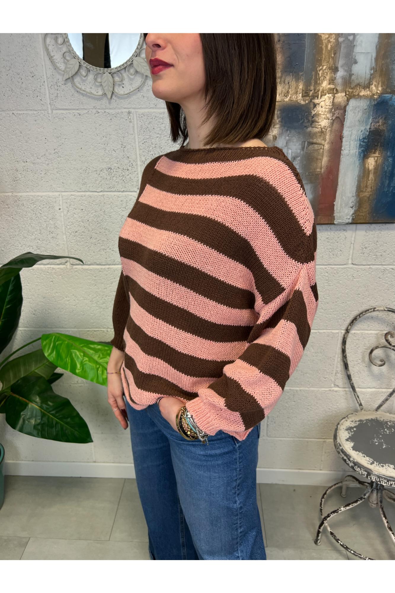 METOO Maglia filo rigata over Metoo Aragosta