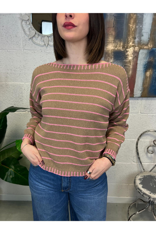 METOO Maglia filo impunture Metoo Rosa