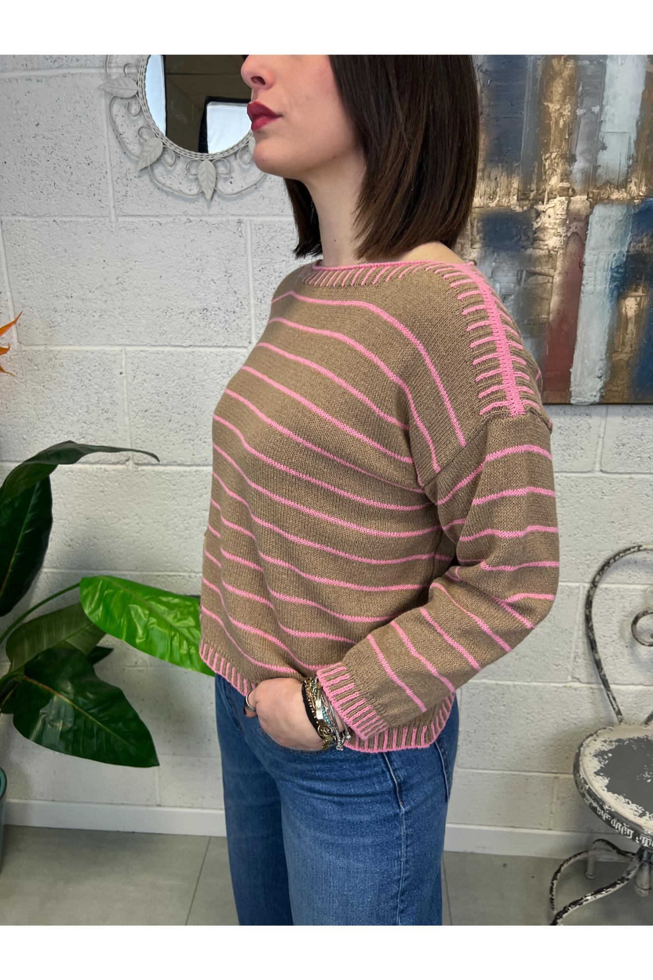 METOO Maglia filo impunture Metoo Rosa