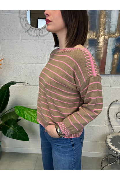 METOO Maglia filo impunture Metoo Rosa