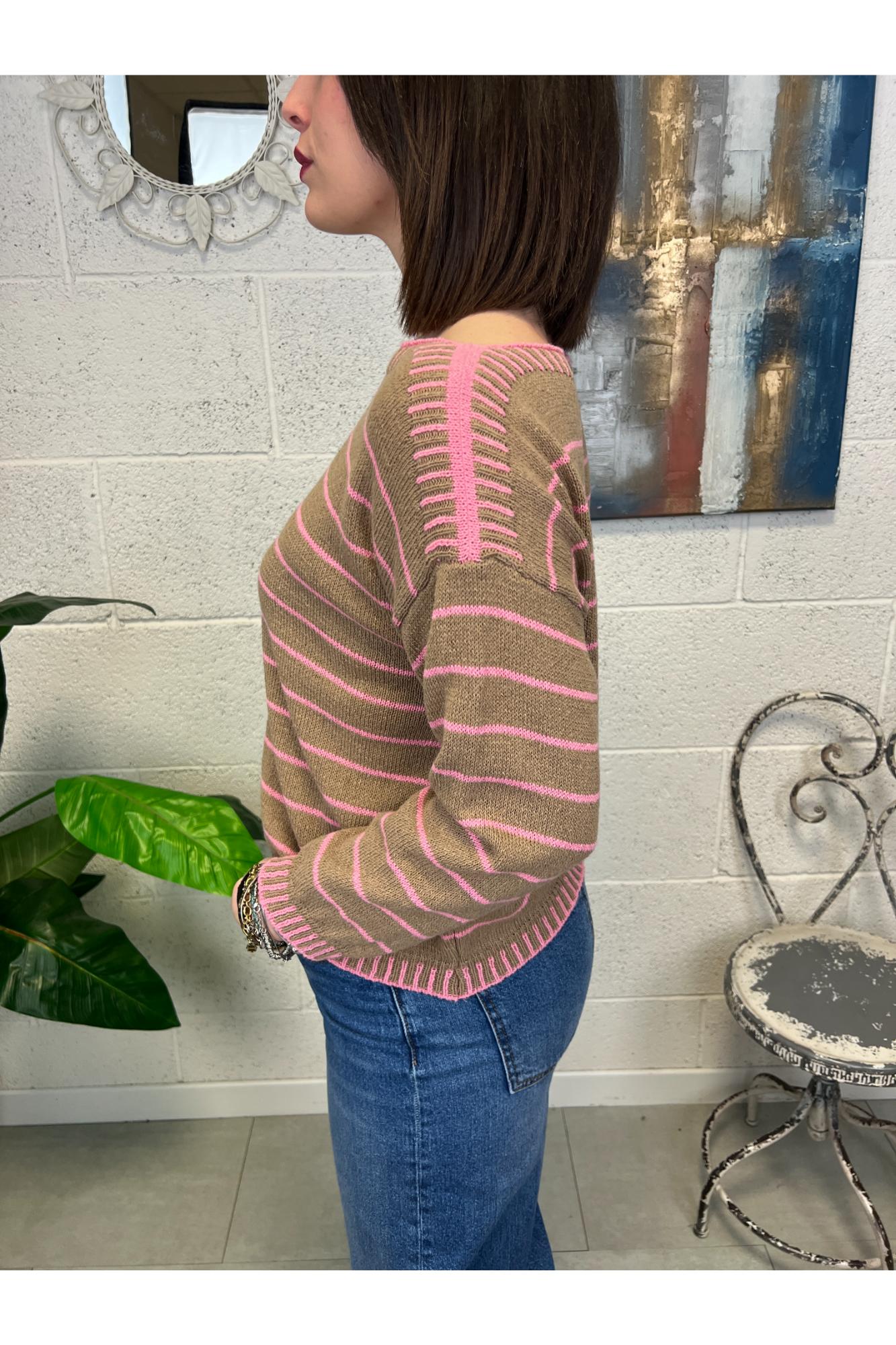 METOO Maglia filo impunture Metoo Rosa