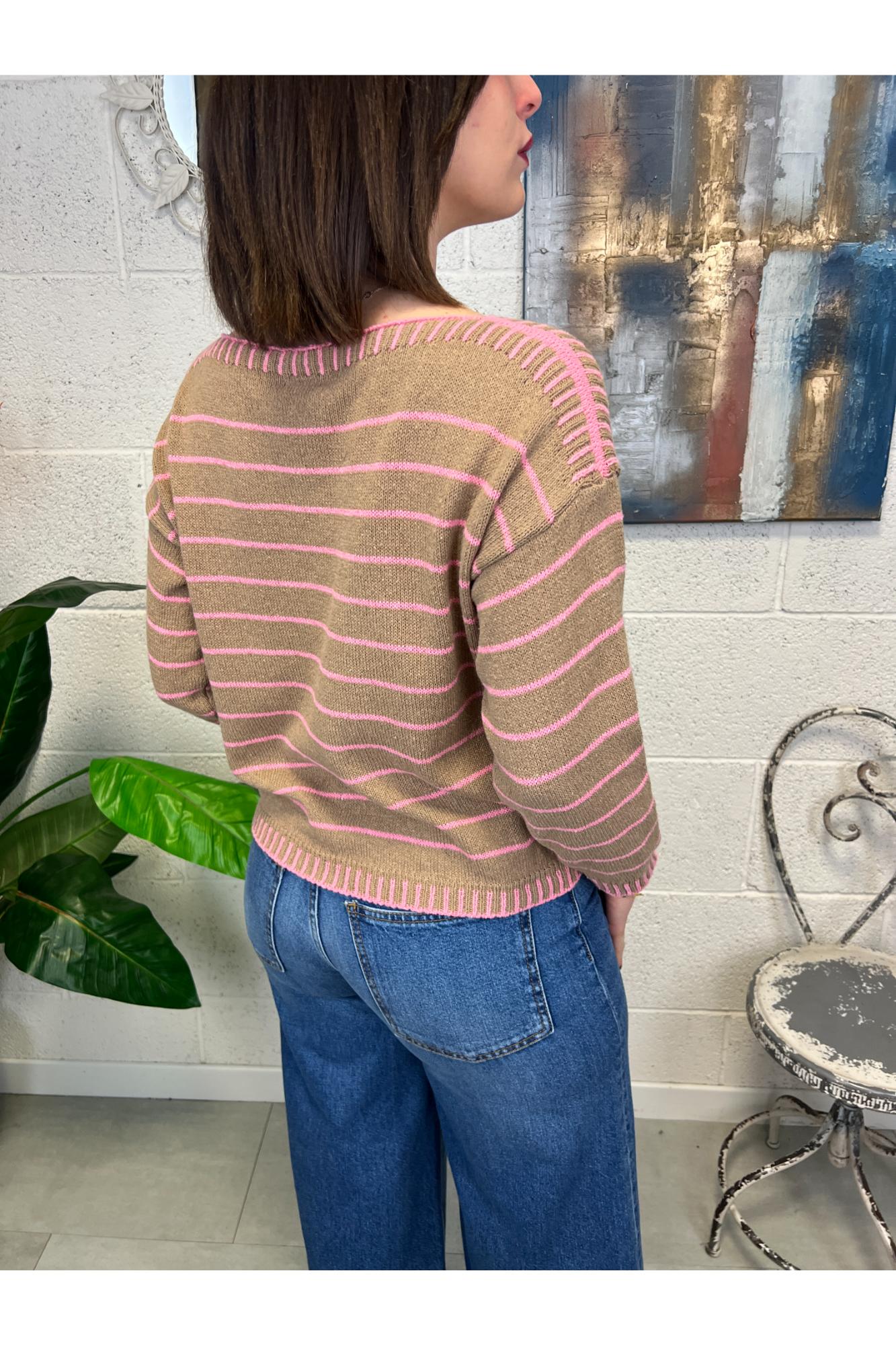 METOO Maglia filo impunture Metoo Rosa