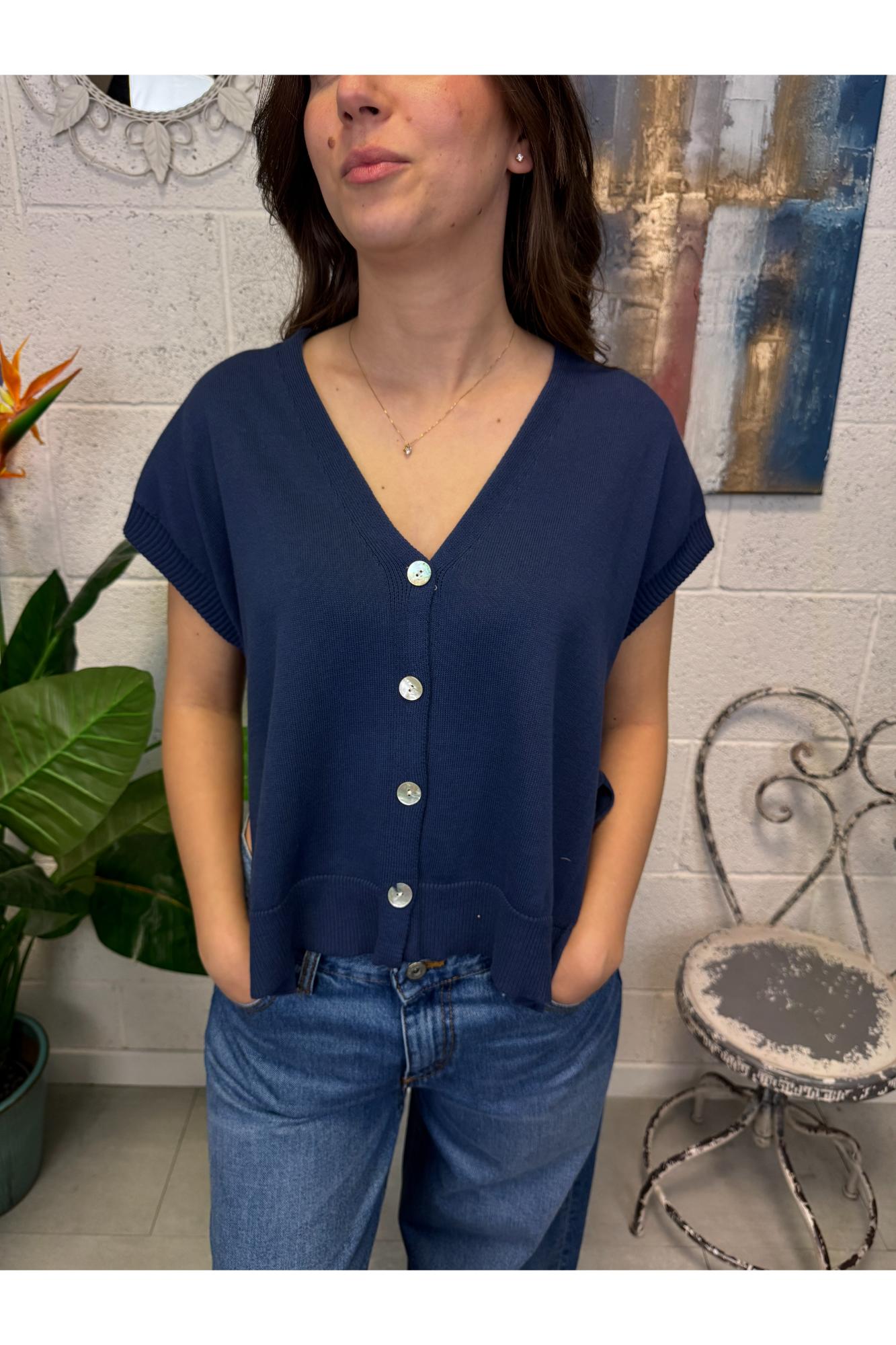 METOO Gilet con spacchetti Metoo Blu