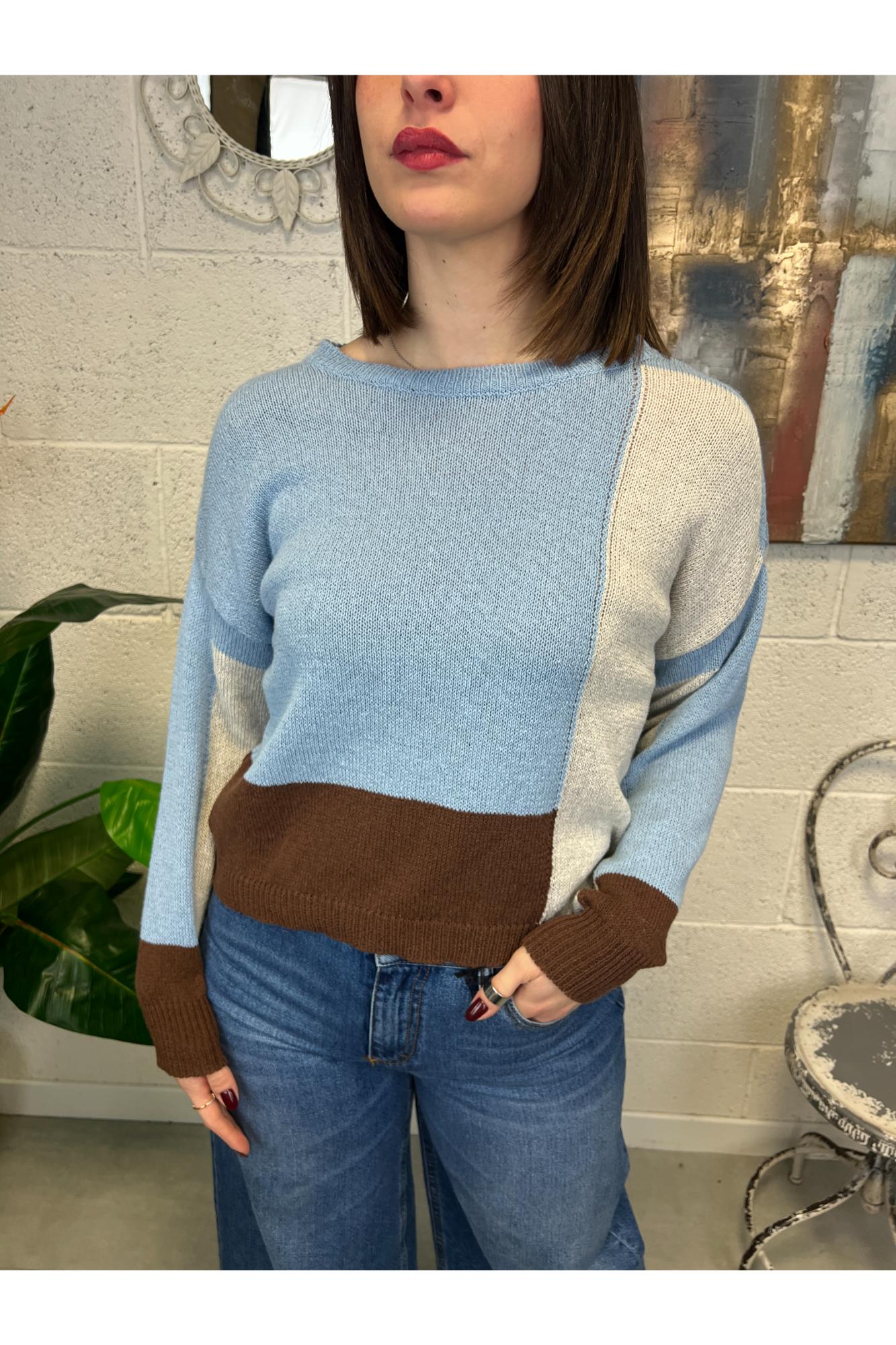 METOO Maglia quadri Metoo Celeste