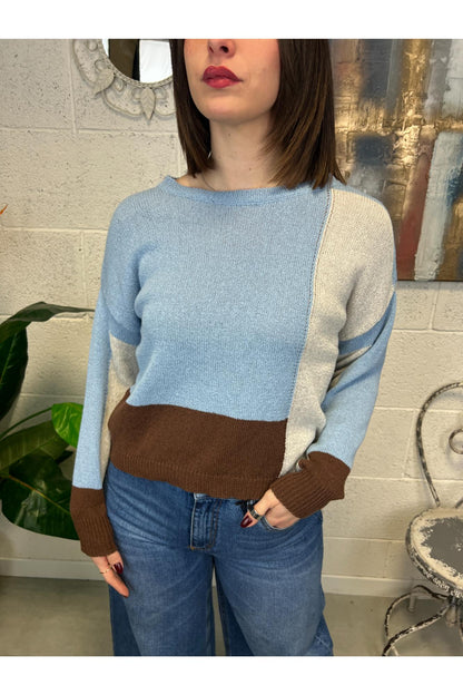 METOO Maglia quadri Metoo Celeste