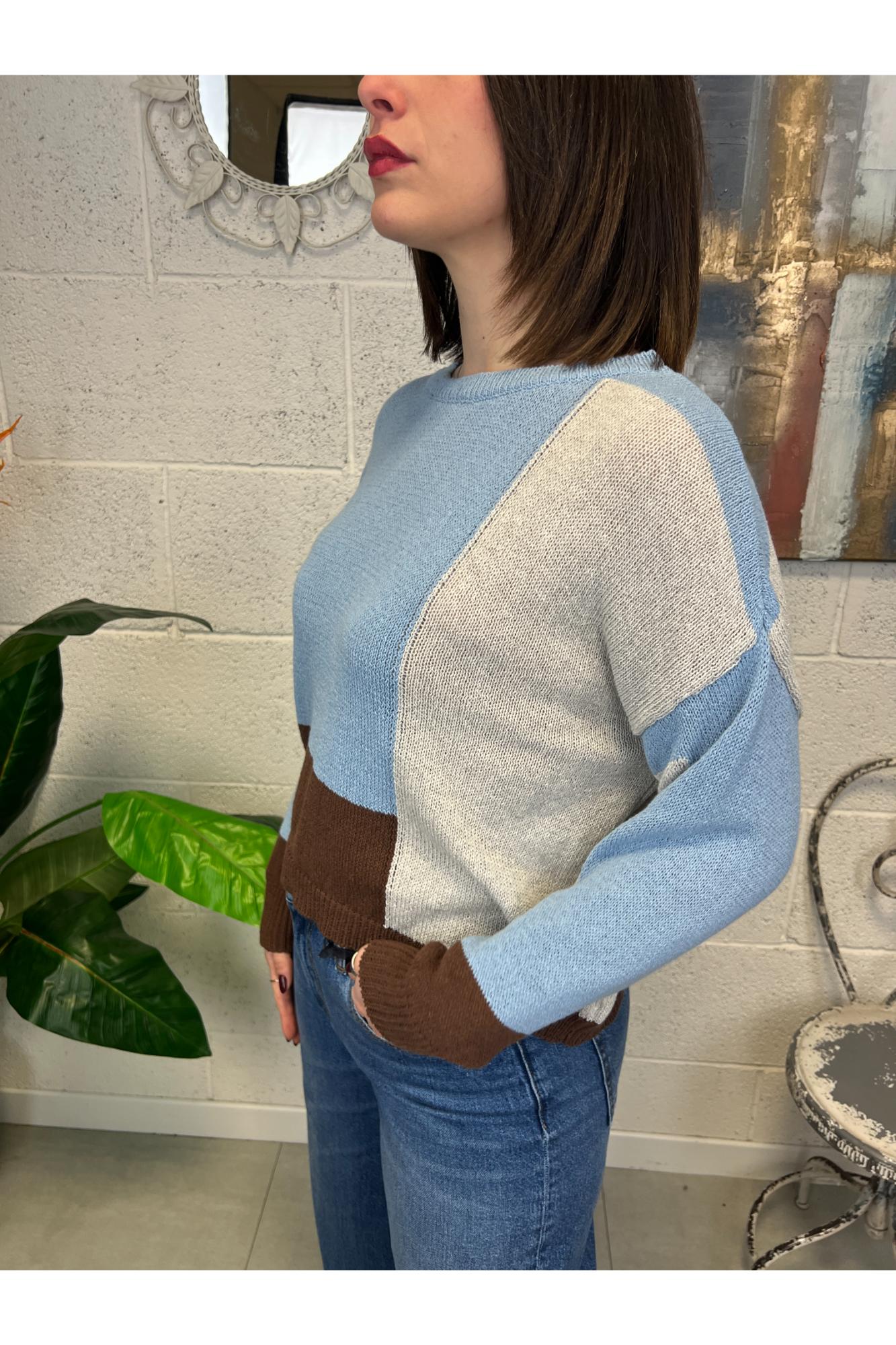 METOO Maglia quadri Metoo Celeste