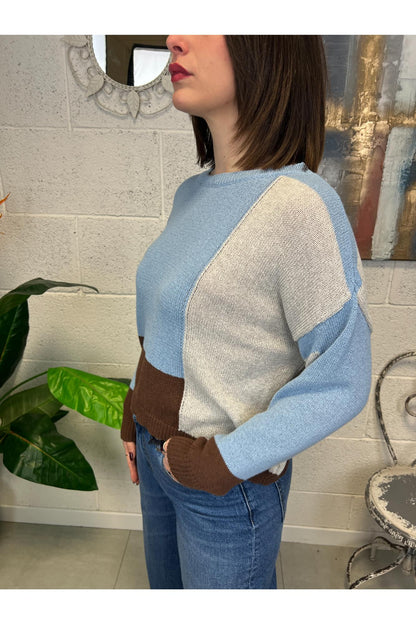 METOO Maglia quadri Metoo Celeste