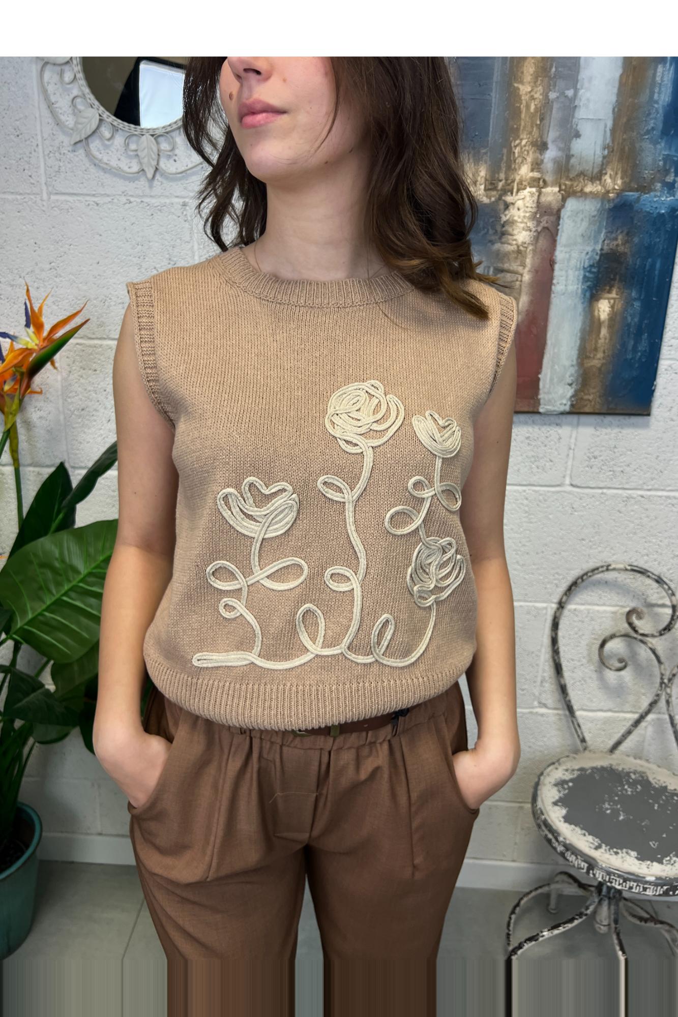 METOO Gilet con ricamo Metoo Sabbia