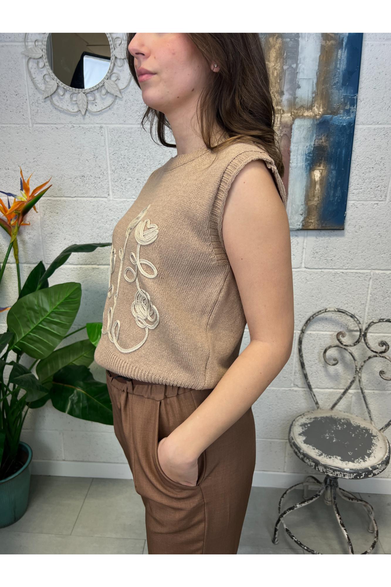 METOO Gilet con ricamo Metoo Sabbia