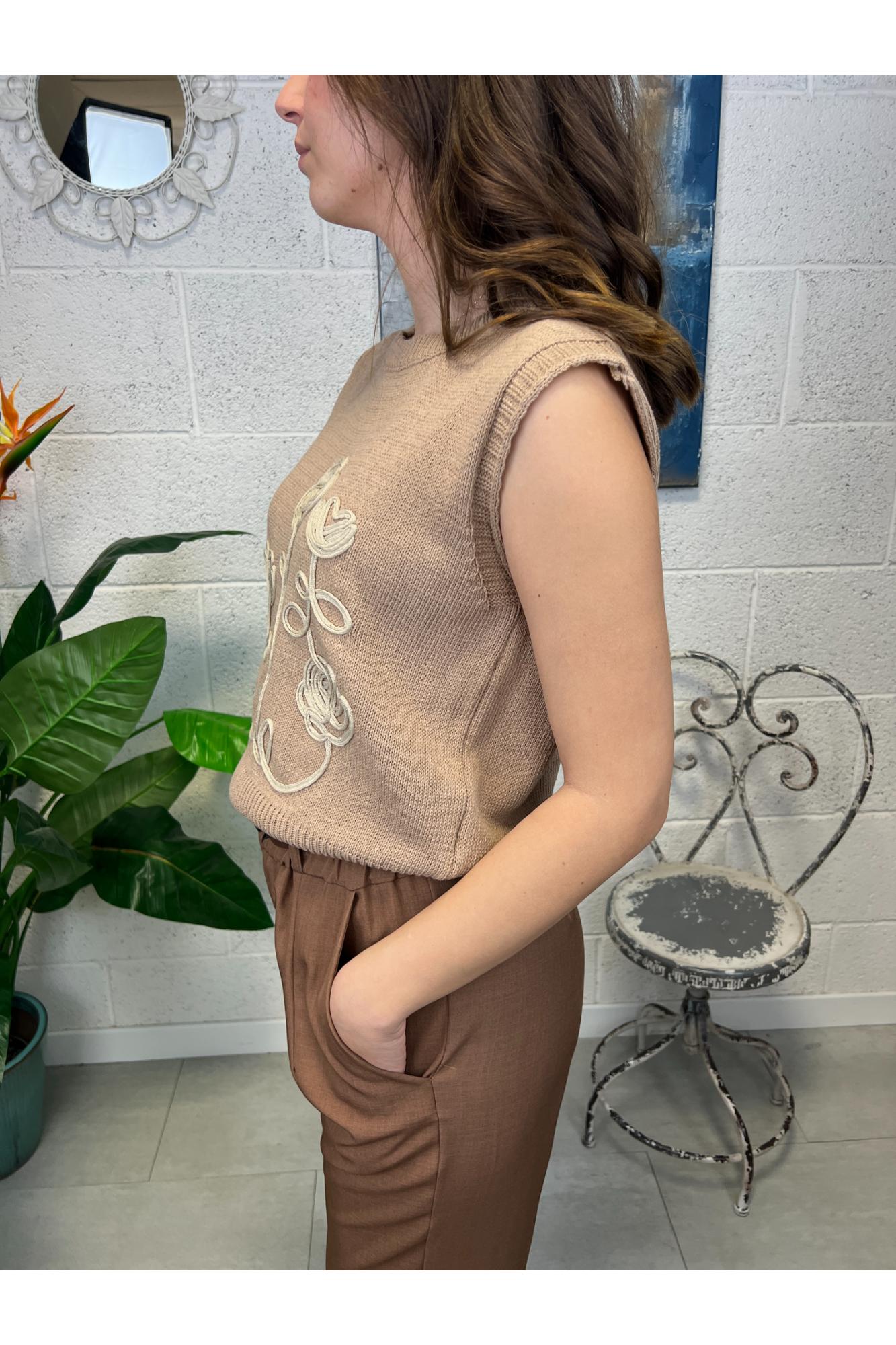 METOO Gilet con ricamo Metoo Sabbia