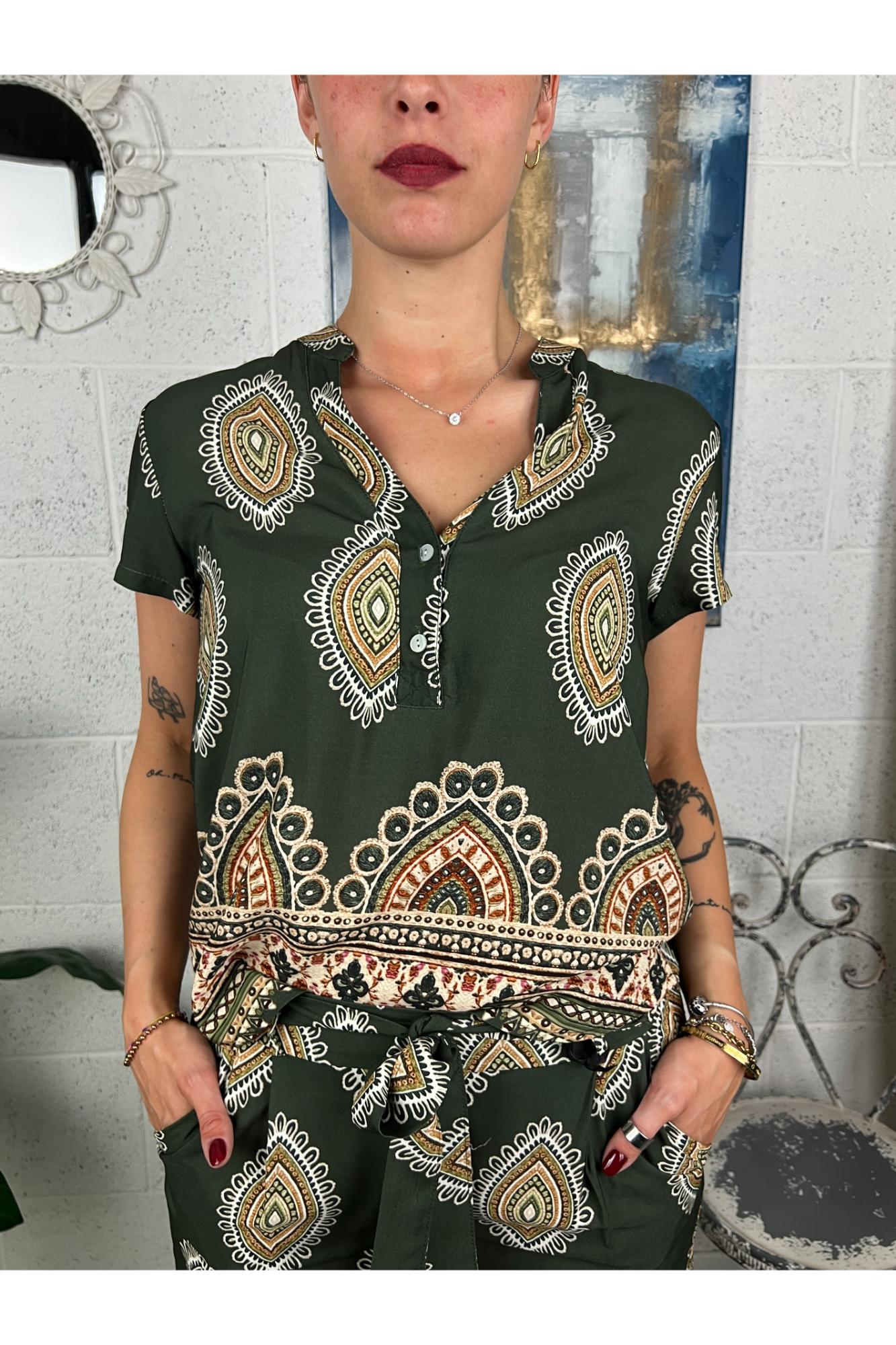 METOO Blusa fantasia india Metoo Verde