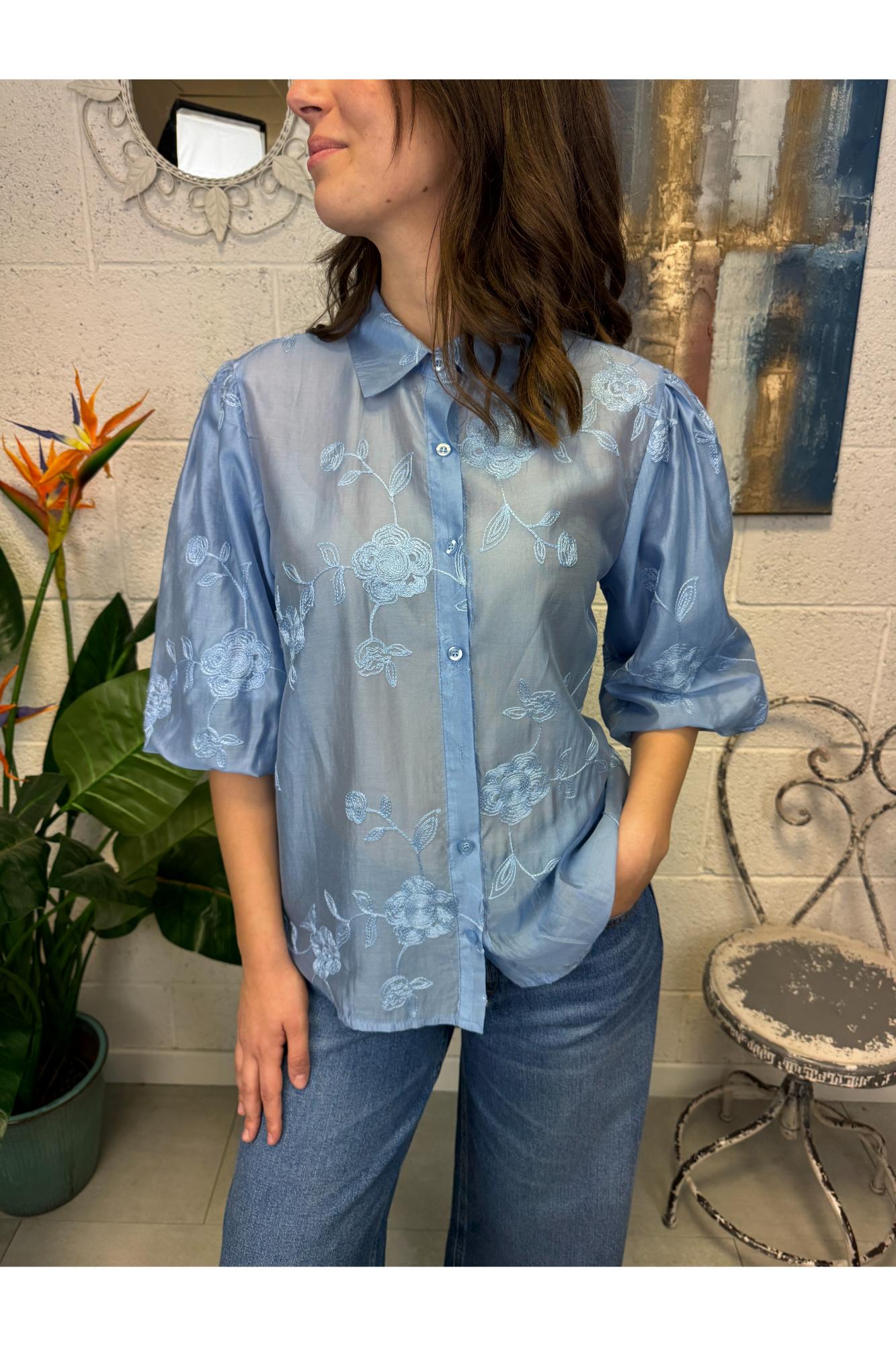 METOO Camicai manica a palloncino Metoo Celeste