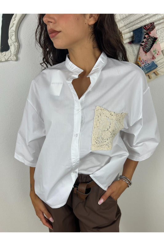 METOO Camicia con taschino crochet Metoo Sabbia