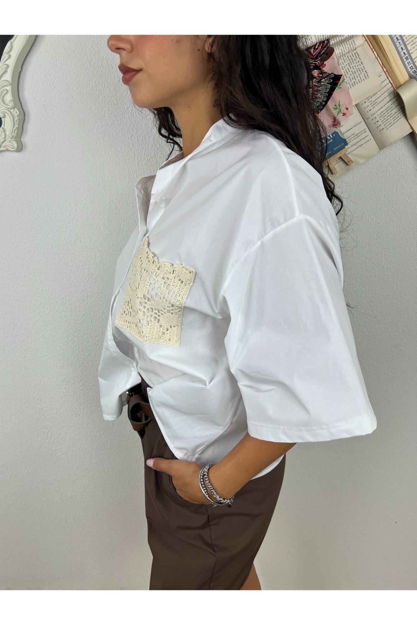 METOO Camicia con taschino crochet Metoo Sabbia