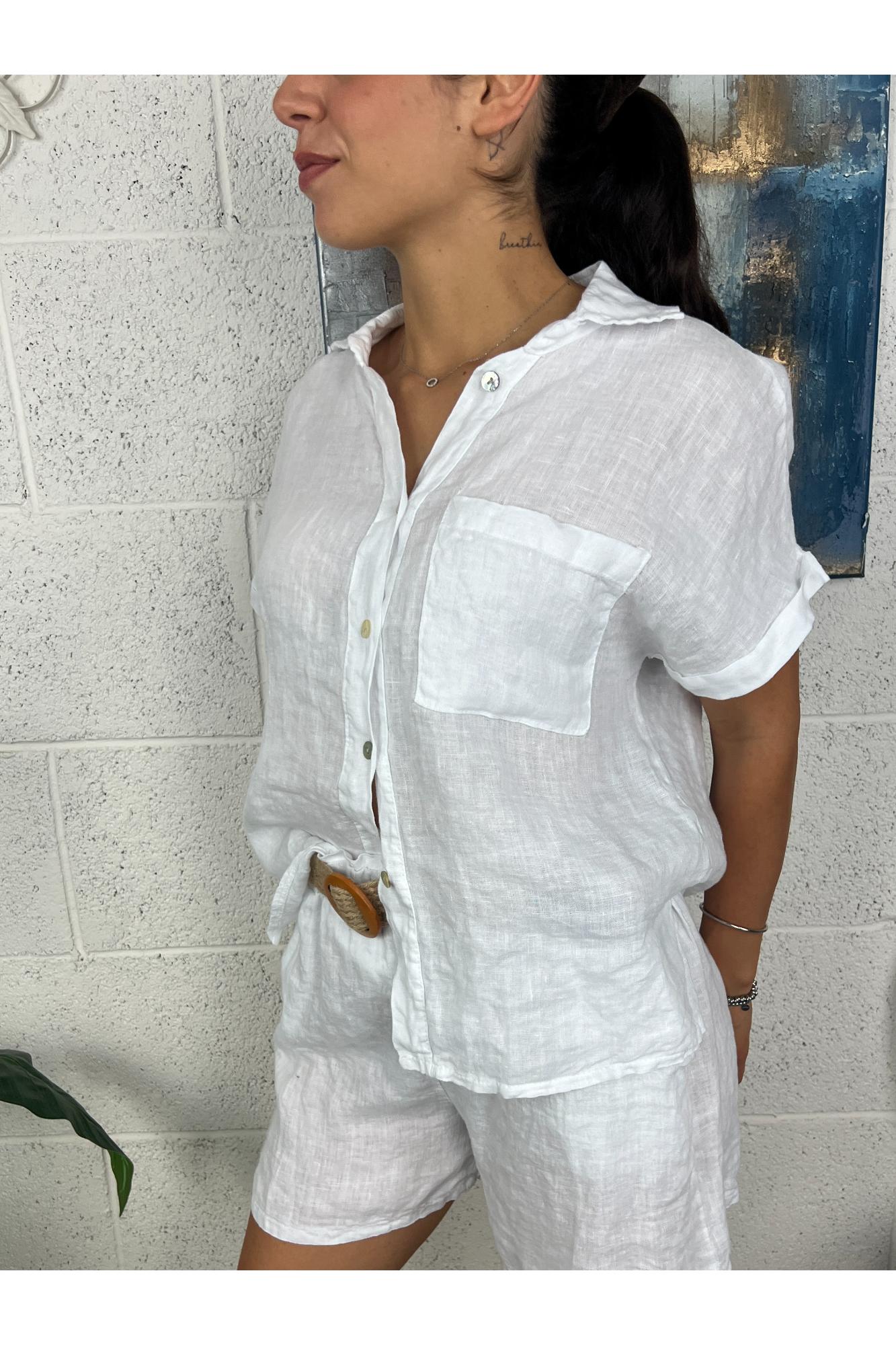 METOO Camicia di lino Metoo Bianco
