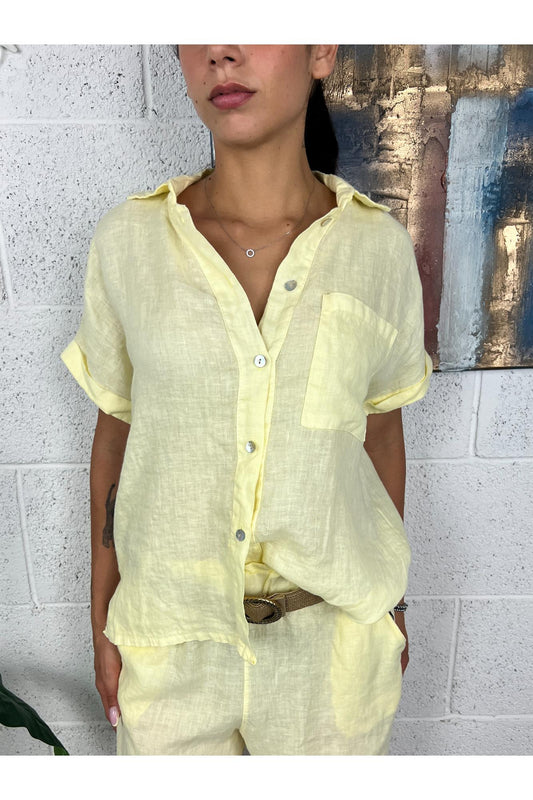 METOO Camicia di lino Metoo Giallo