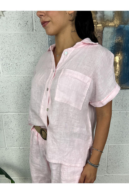 METOO Camicia di lino Metoo Rosa