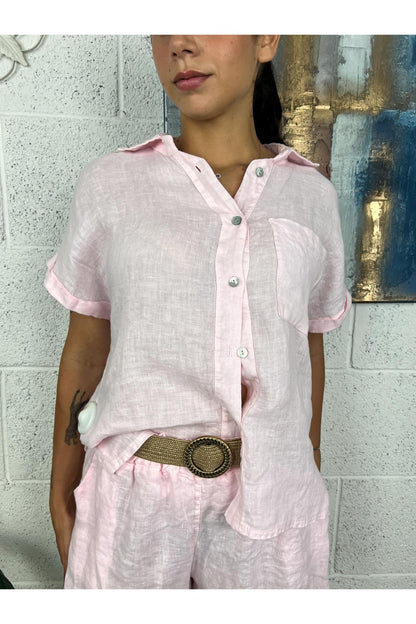 METOO Camicia di lino Metoo Rosa