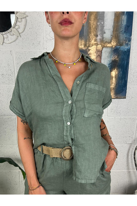 METOO Camicia di lino Metoo Salvia