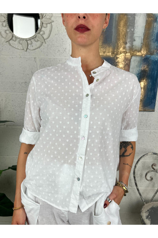 METOO Camicia alla coreana lavorata Metoo Bianco