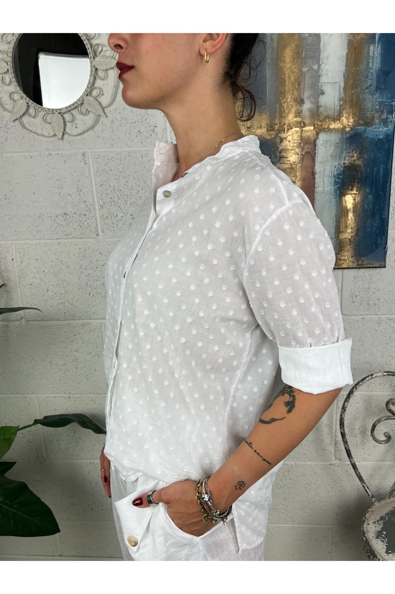 METOO Camicia alla coreana lavorata Metoo Bianco