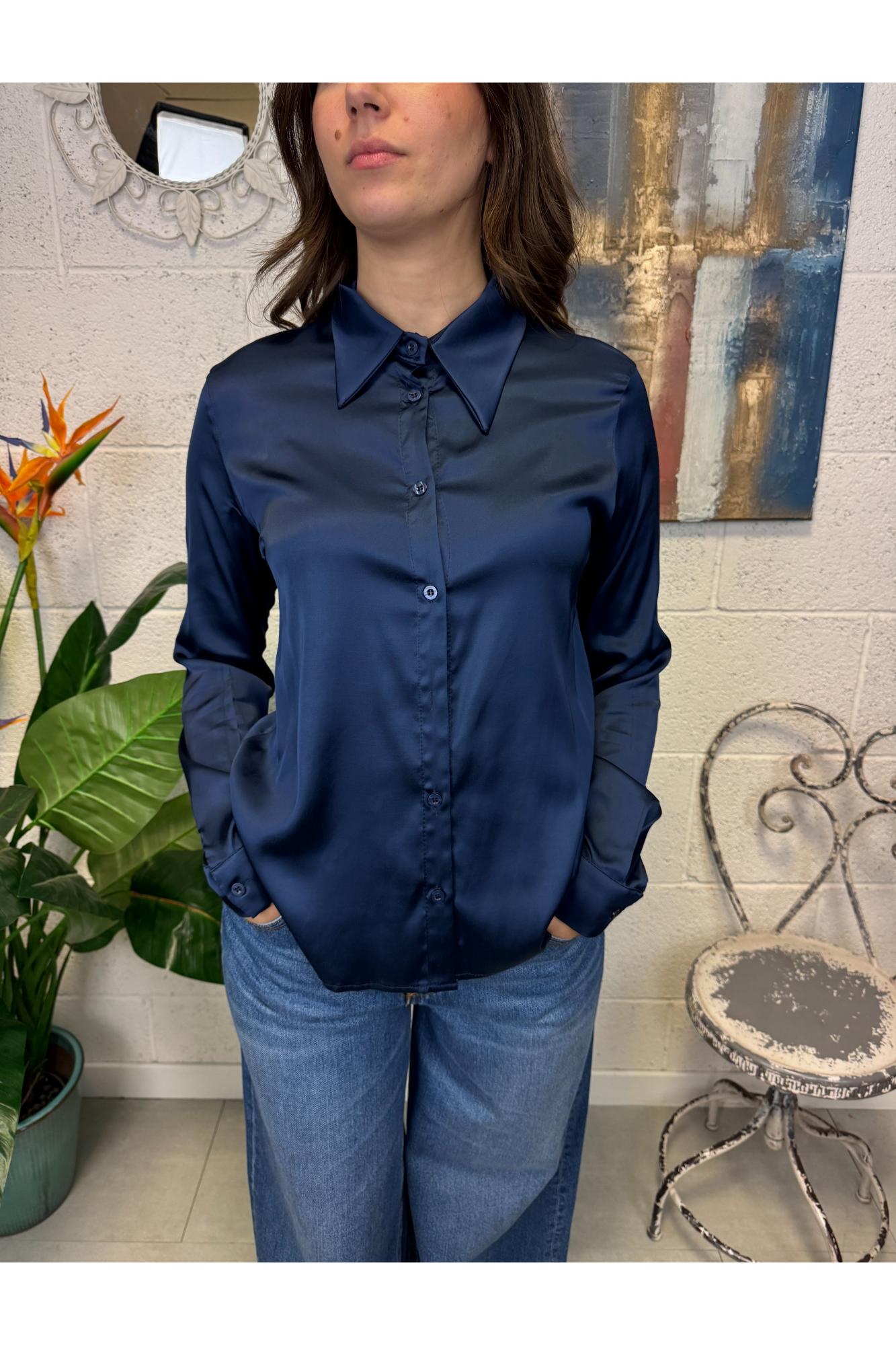 METOO Camicia viscosa Blu