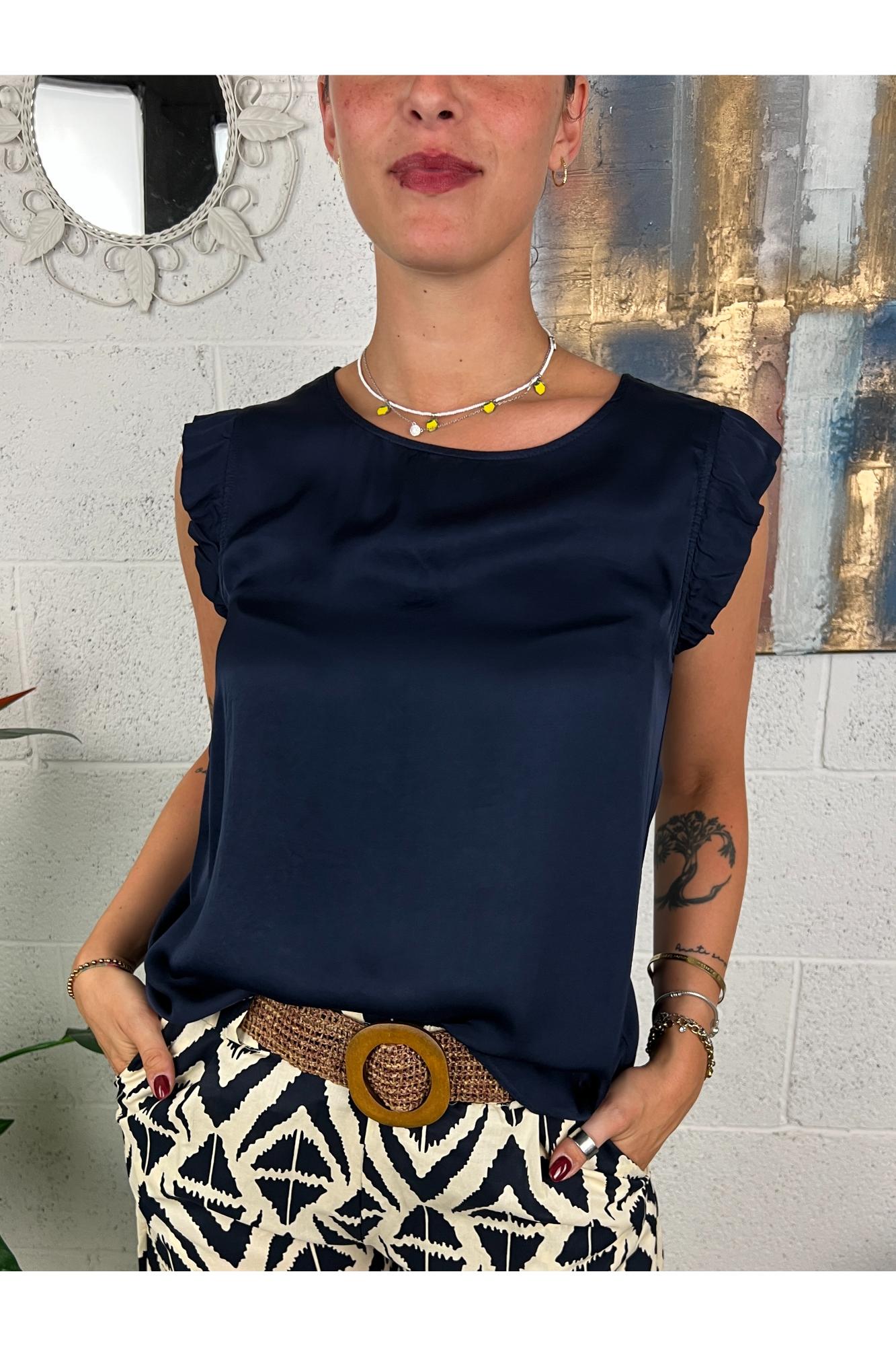 METOO Maglia satin con mini rouge Metoo Blu