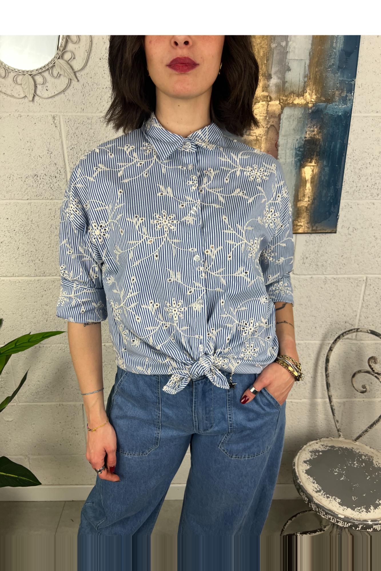 METOO Camicia con intarsi Metoo Celeste