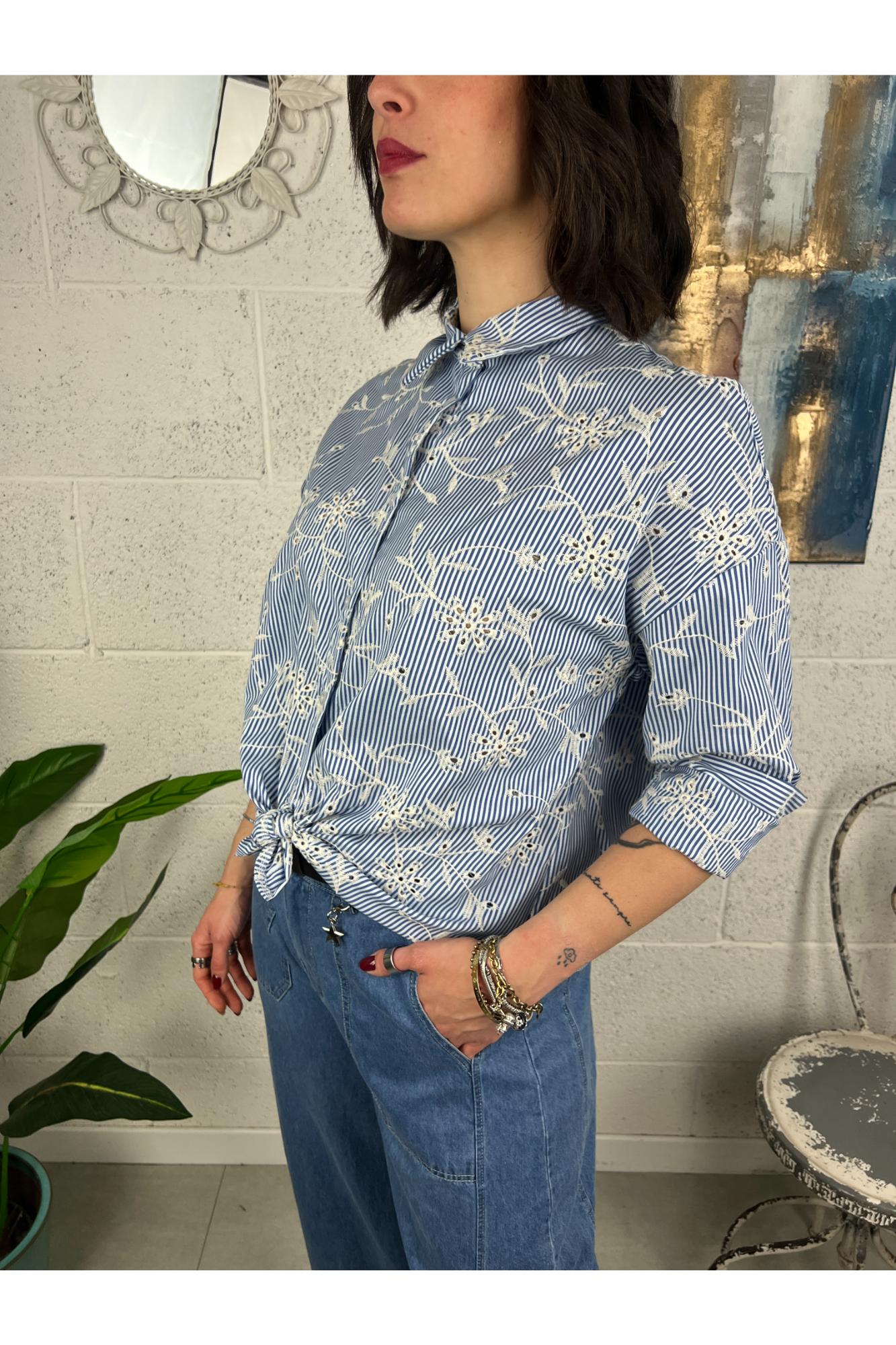 METOO Camicia con intarsi Metoo Celeste
