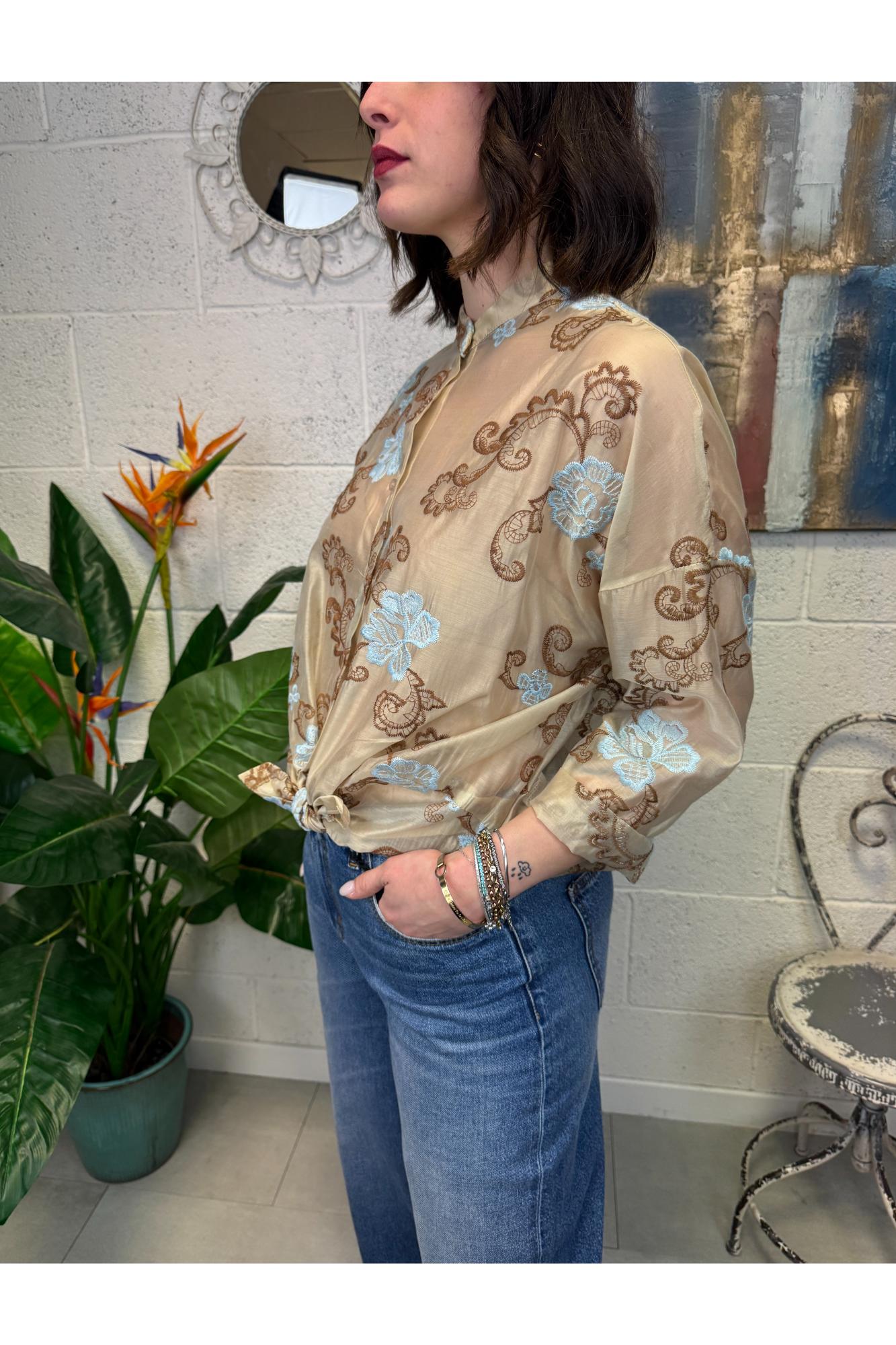 METOO Camicia con ricamo Metoo Sabbia