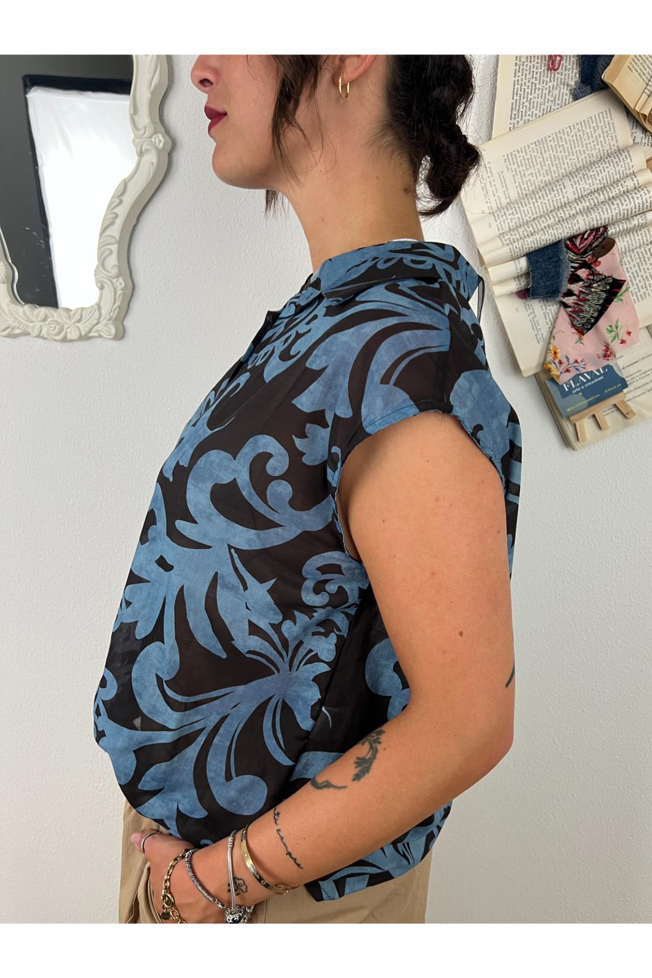 METOO Camicia fantasia Metoo Celeste