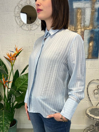 METOO Camicia rigata Metoo Celeste