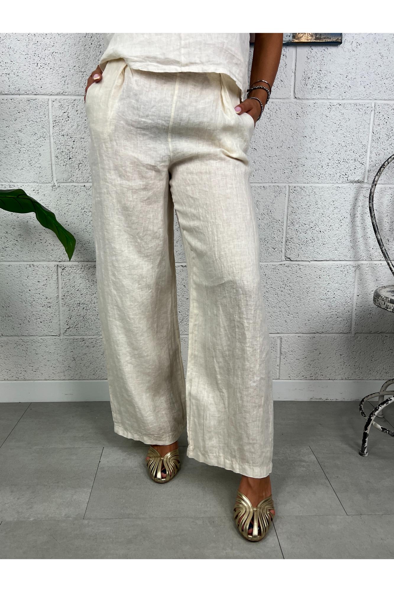 METOO Pantalone palazzo di lino Metoo Sabbia