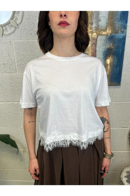 METOO T-shirt con pizzo Metoo Bianco