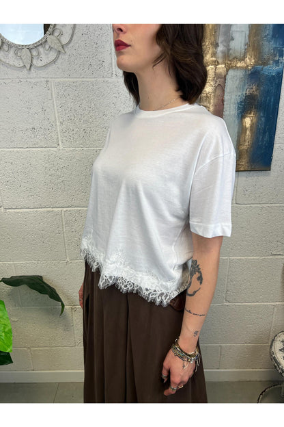 METOO T-shirt con pizzo Metoo Bianco