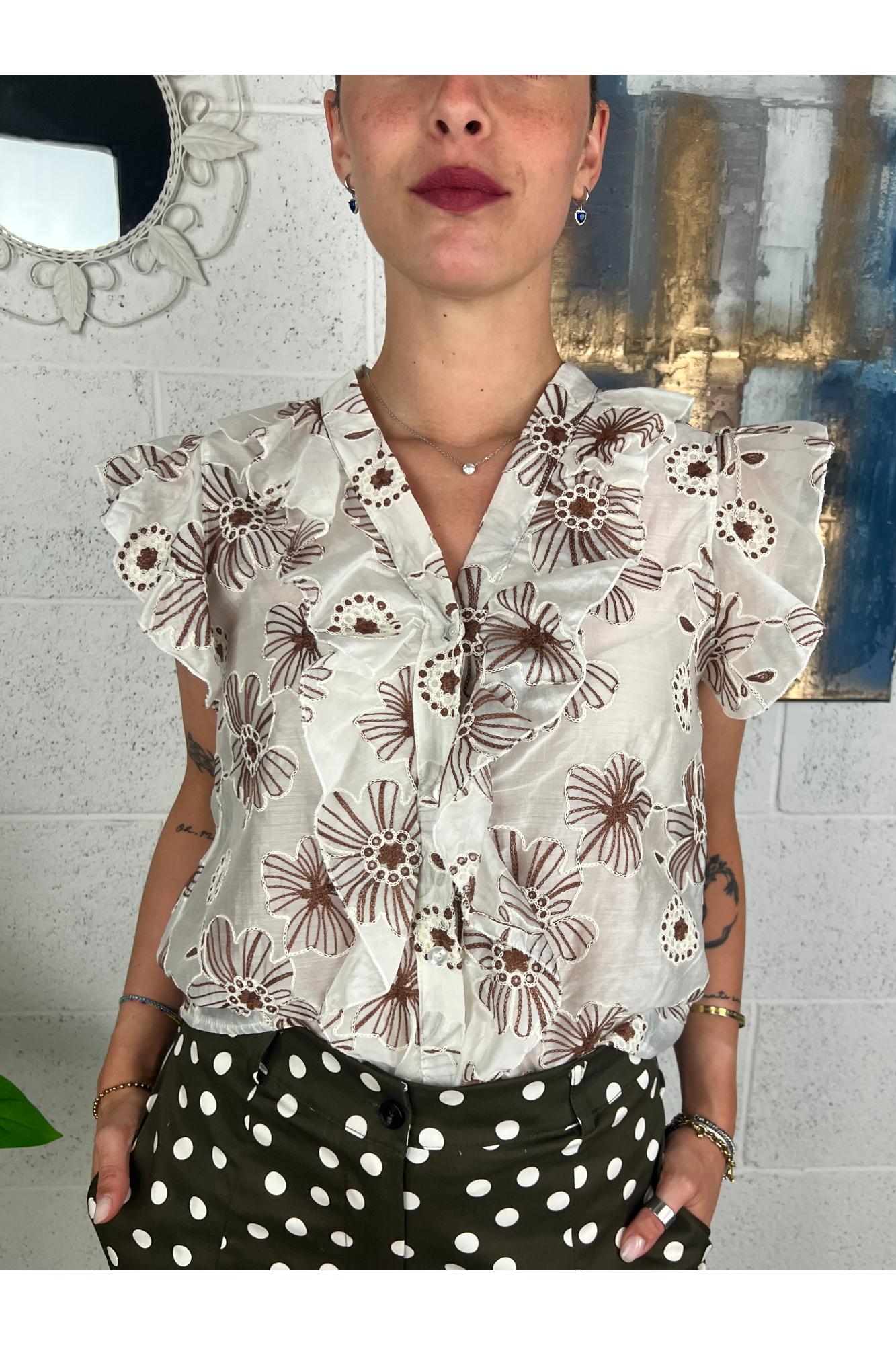 METOO Camicia smanicata fantasia con rouge Metoo Sabbia