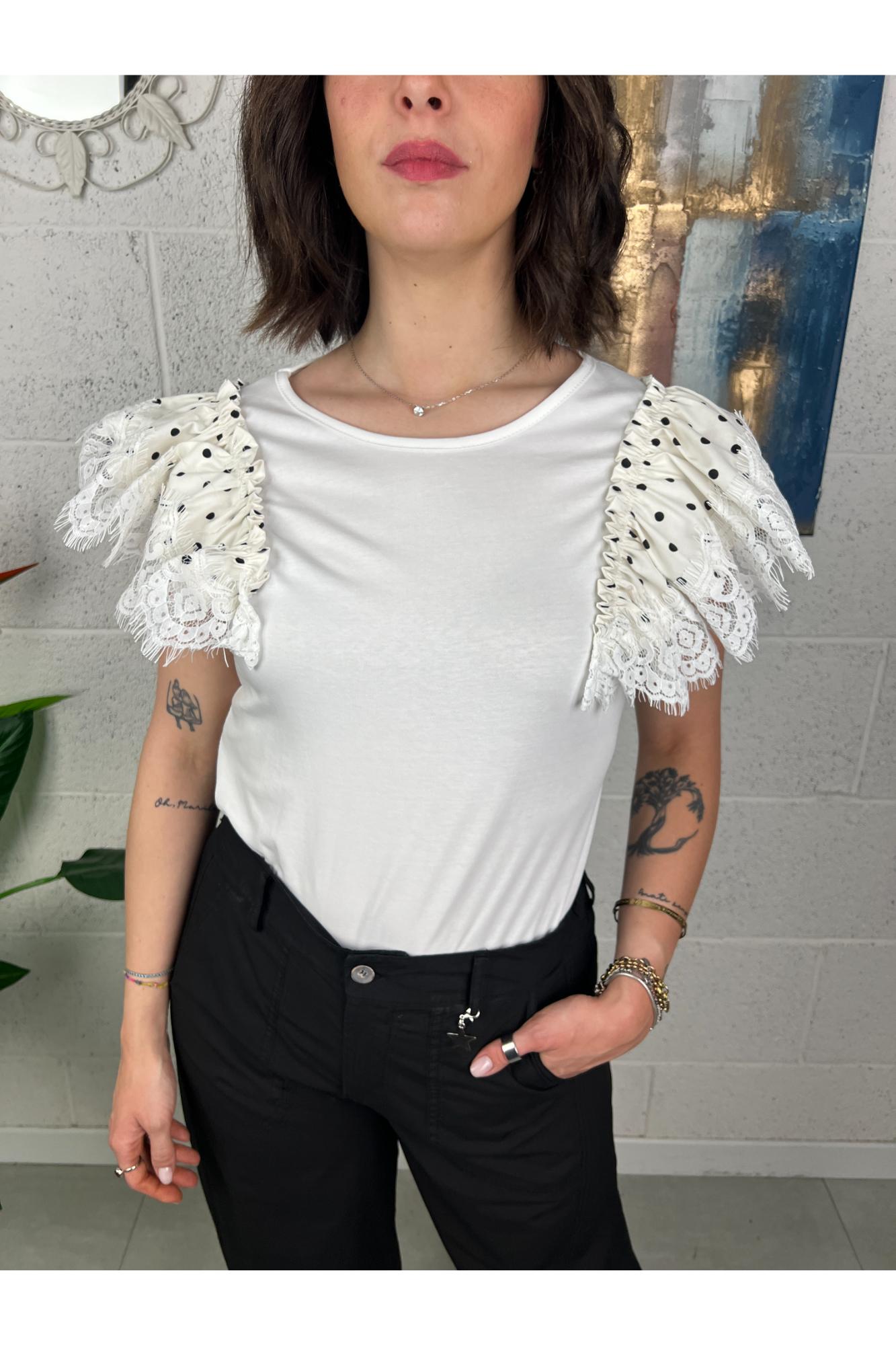 METOO T-shirt con voila a pois Metoo Bianco