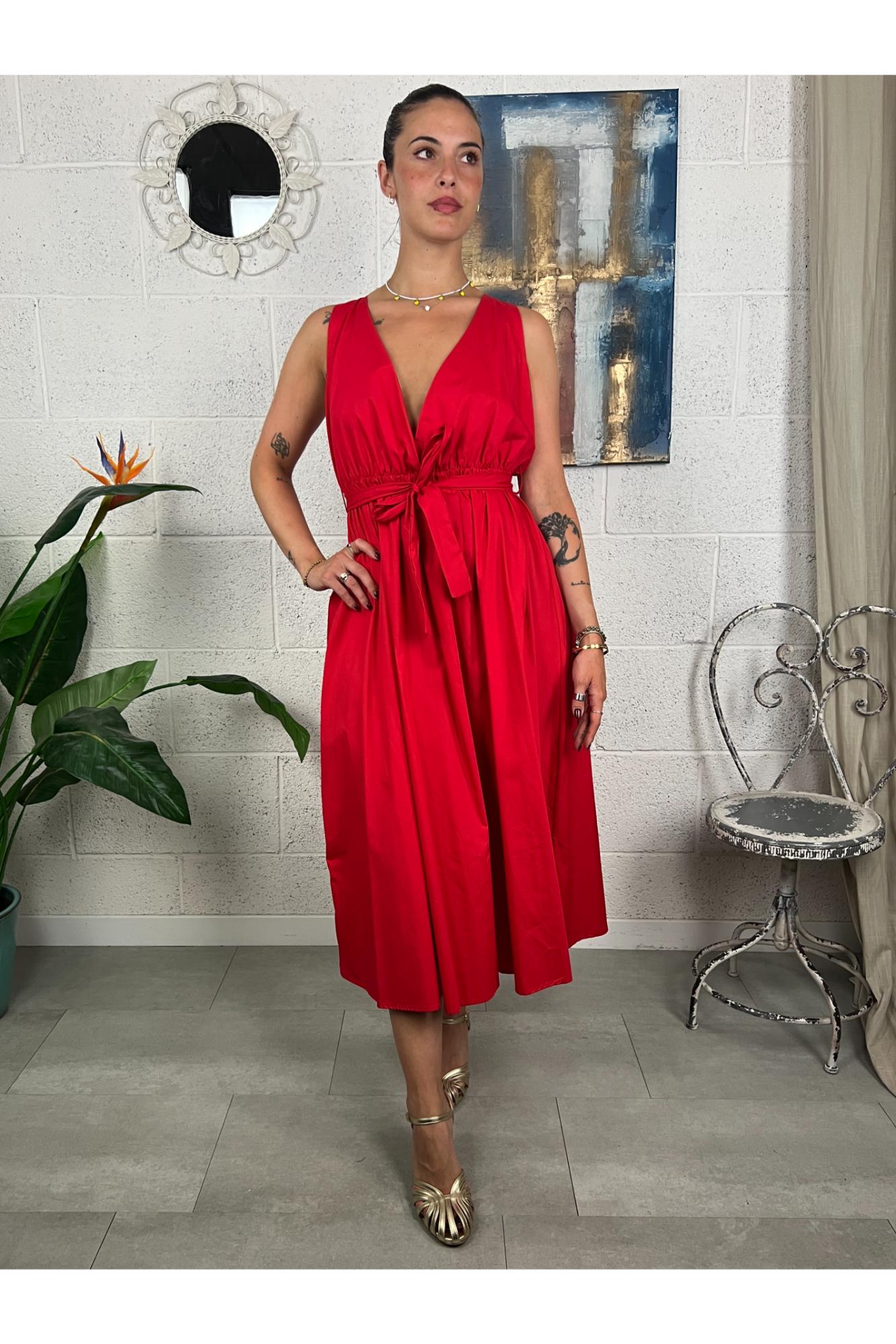 METOO abito con cintura Metoo Rosso