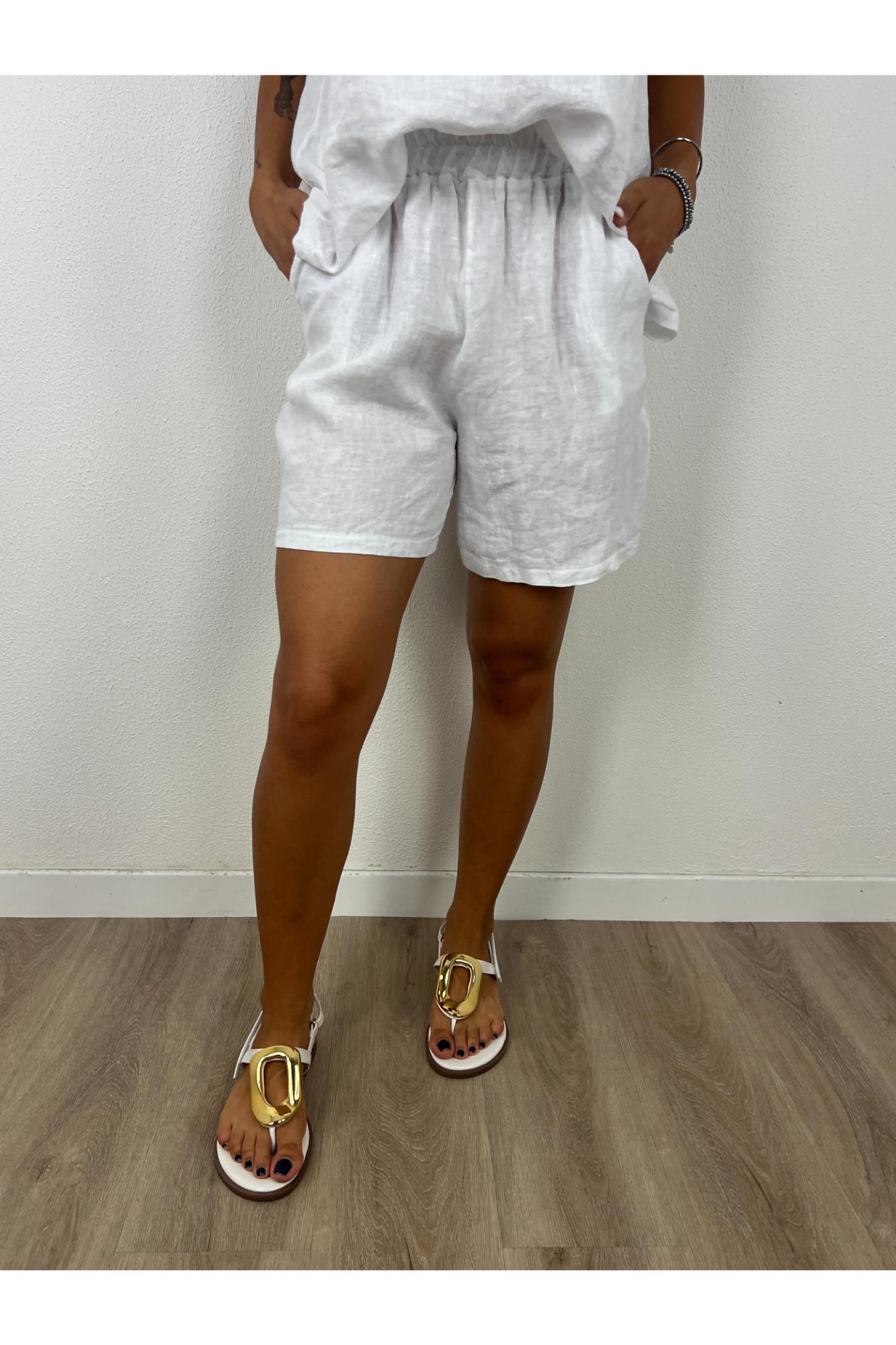 METOO Shorts di lino Metoo Bianco
