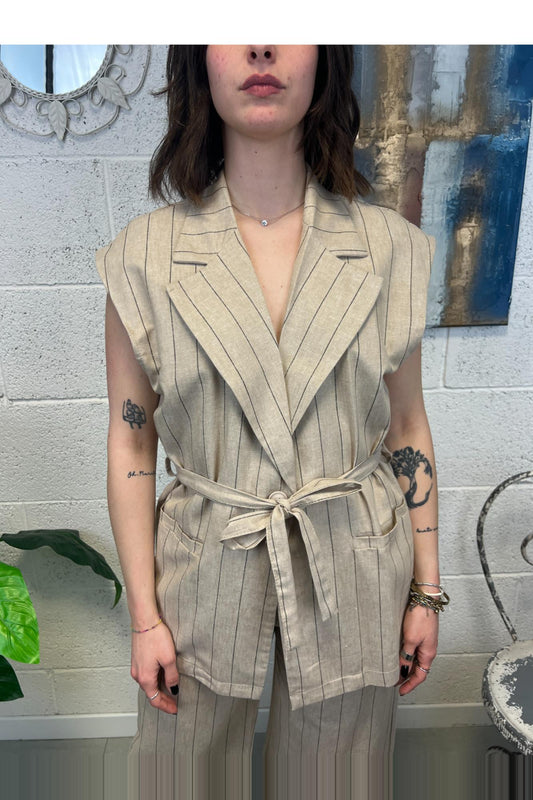 METOO Gilet gessato Metoo Sabbia