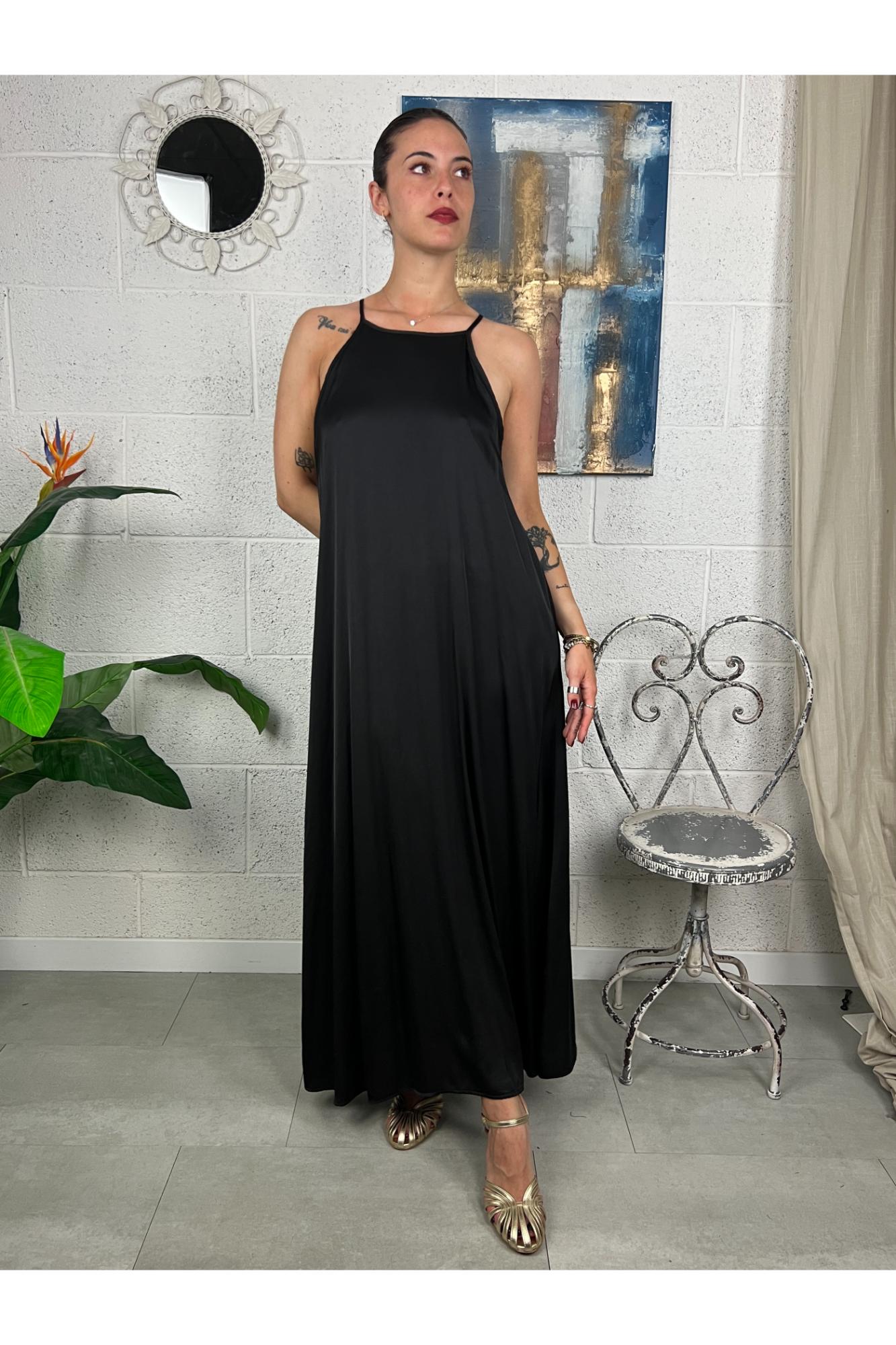 METOO Abito lungo in satin Metoo Nero