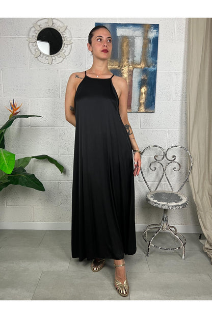 METOO Abito lungo in satin Metoo Nero