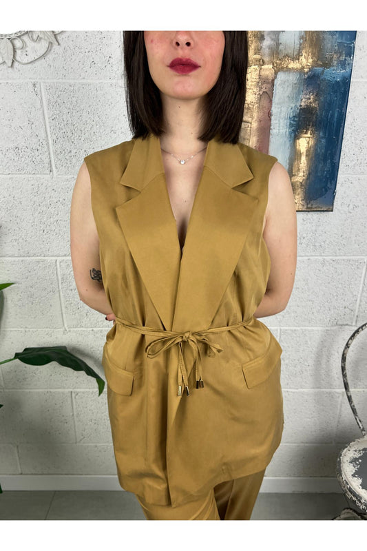 METOO Gilet lungo Metoo Senape