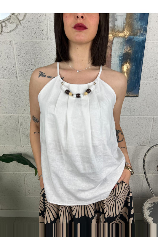 METOO Top con collana Metoo Bianco